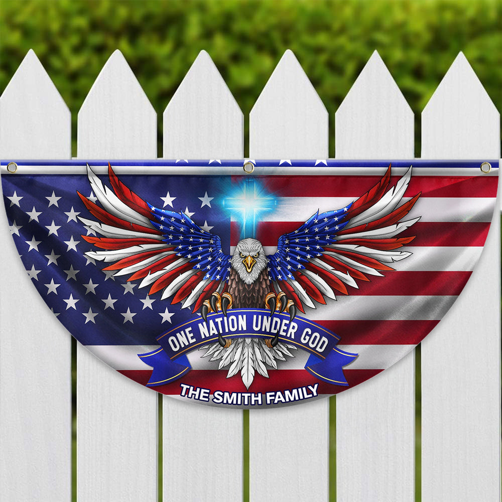 Custom Family One Nation Under God Non-Pleated Fan Flag TH10 896435