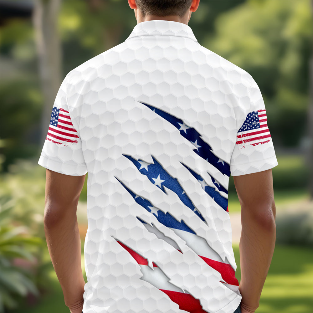 Personalized Golf Ball Pattern America Flag Polo Shirt Gift For Golfer, Golf Lovers HA75 898576