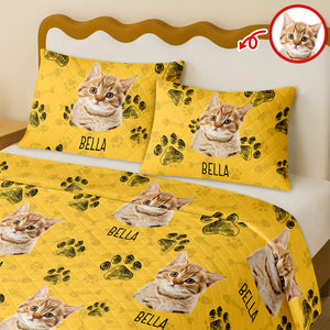 Custom Photo With Dog Cat Paw Quilt Bedding Set For Dog Cat Lovers LM32 897237