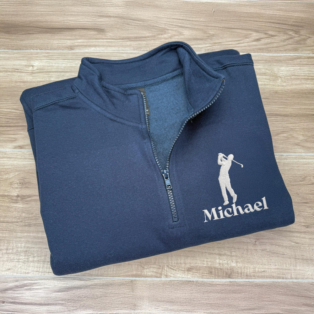 Custom Golf Player Name Embroidered Quarter Zip Sweater For Him Her CH07 910004