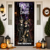 Personalized Welcome, Foolish Mortals Gothic Skeleton Family Halloween Door Cover CH07 180202
