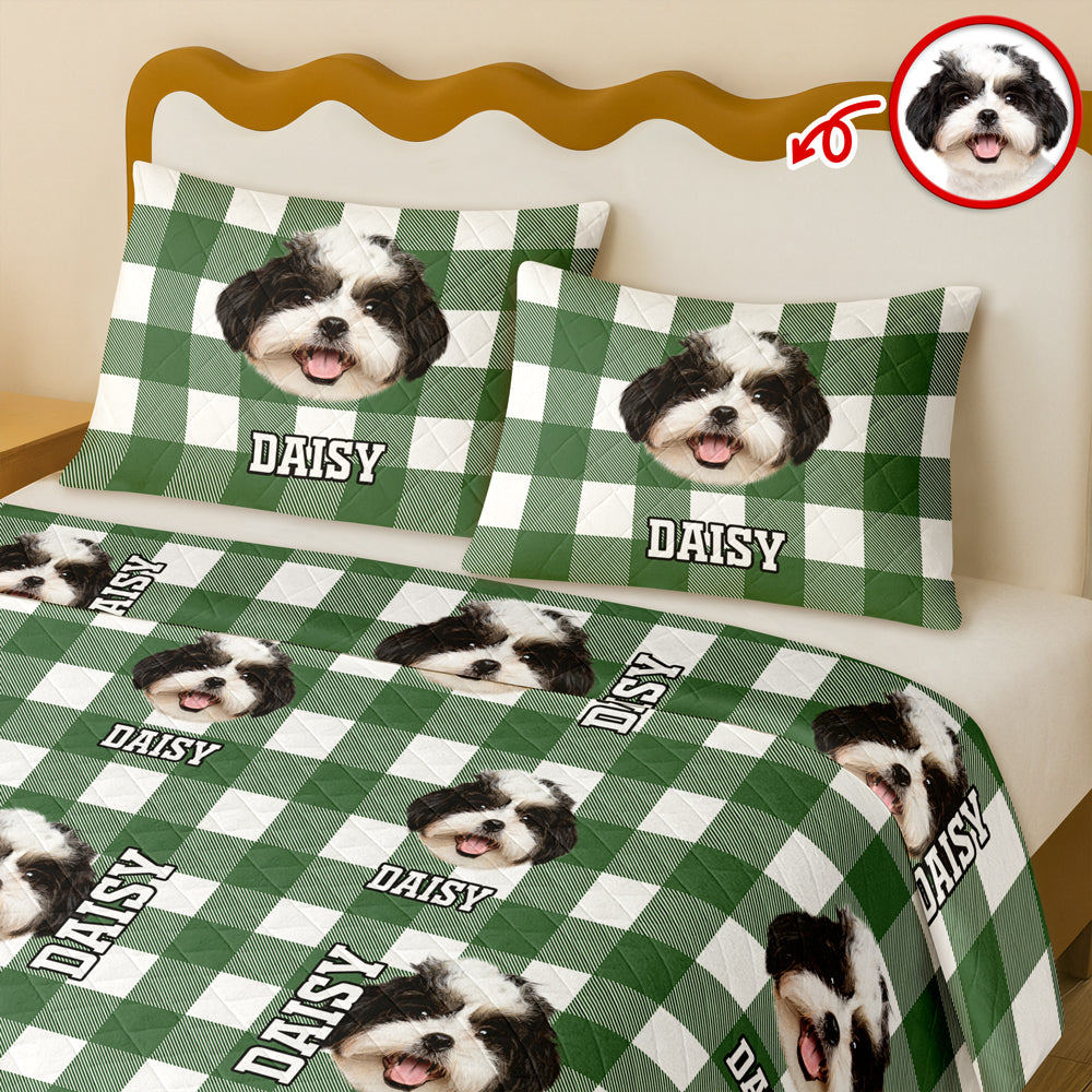 Custom Photo Name Dog Cat Christmas Pattern Quilt Bedding Set LM32 897235