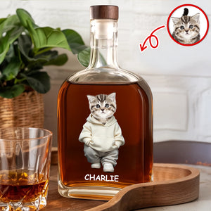 Custom Photo And Name Cat Whiskey Bottle For Cat, Pet Lovers HA75 897590
