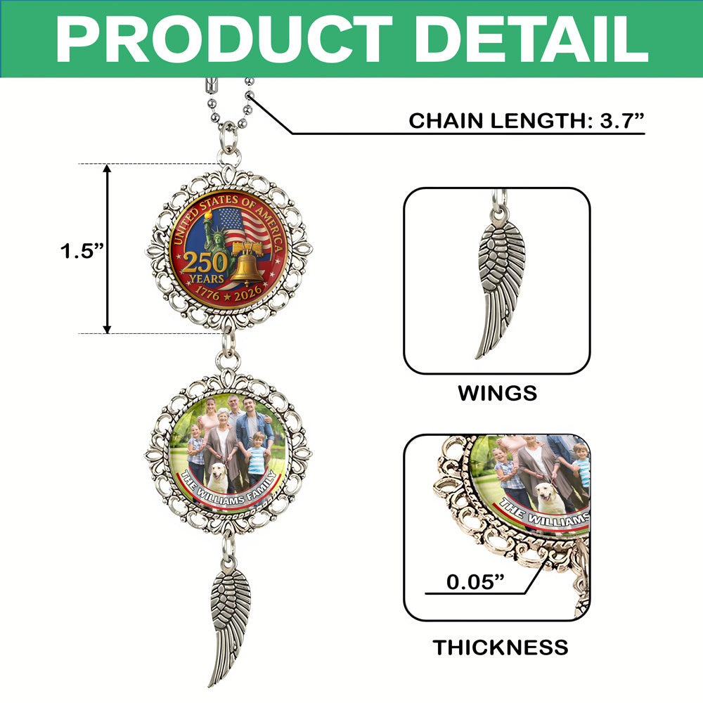 Custom Photo 1776-2026 Liberty Bell USA 250th Anniversary Car Hanging Ornament With Charm LM32 897811