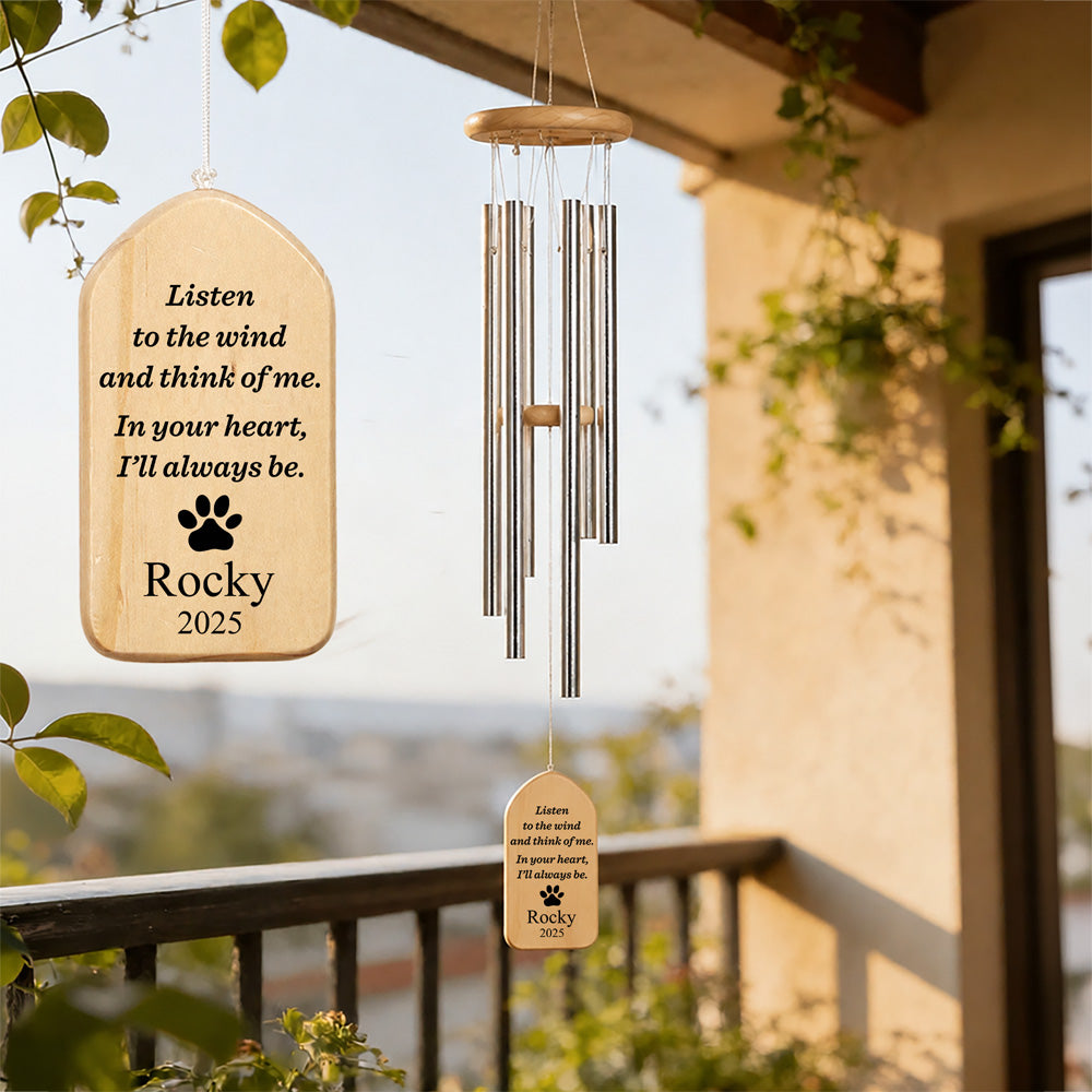 Custom Name Pet Memorial Wind Chimes – Personalized Sympathy Gift for Pet Loss HO82 903158