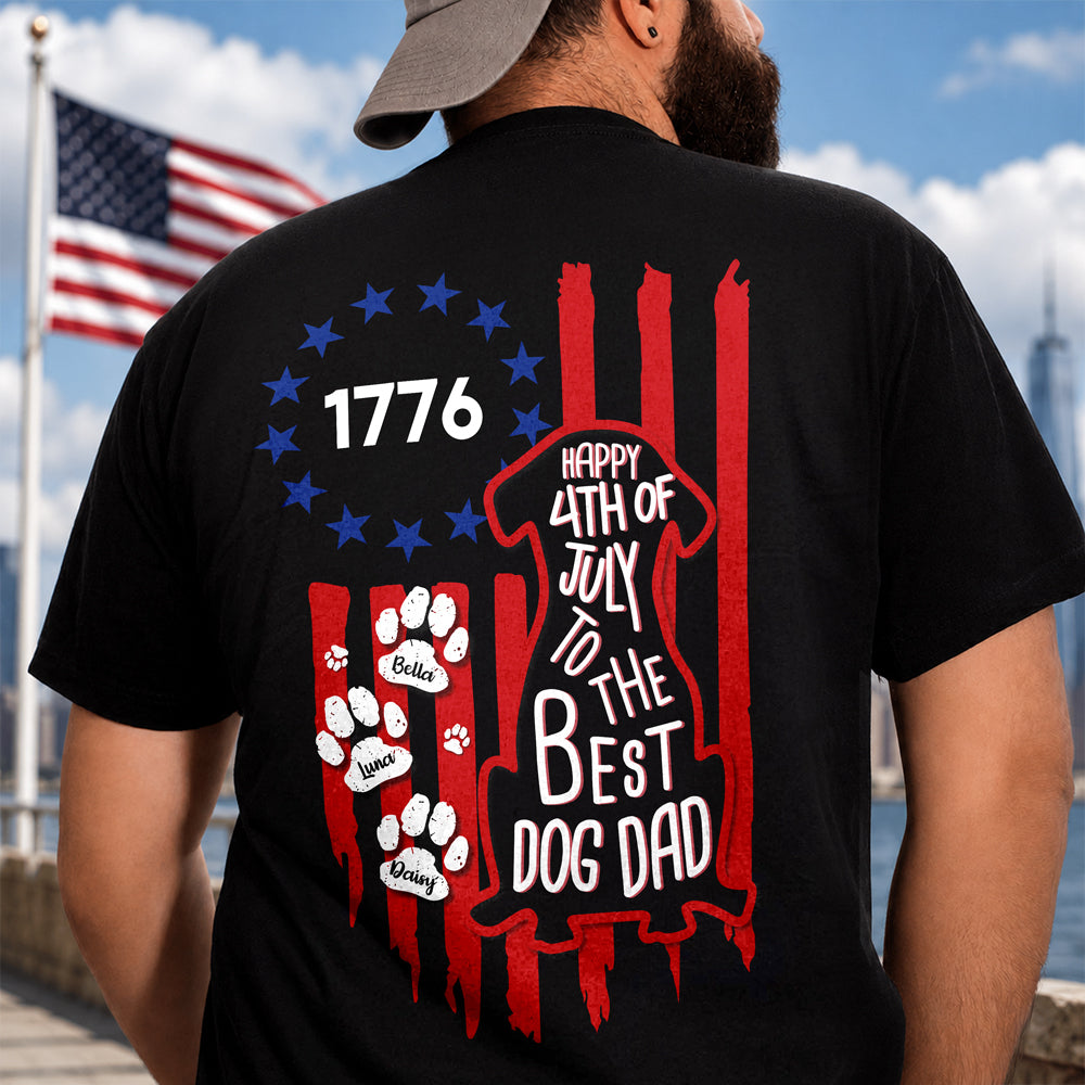 Custom Name Happy 250th Birthday To Best Dog Dad Dog Mom America Flag Back Dog Shirt LM32 669285