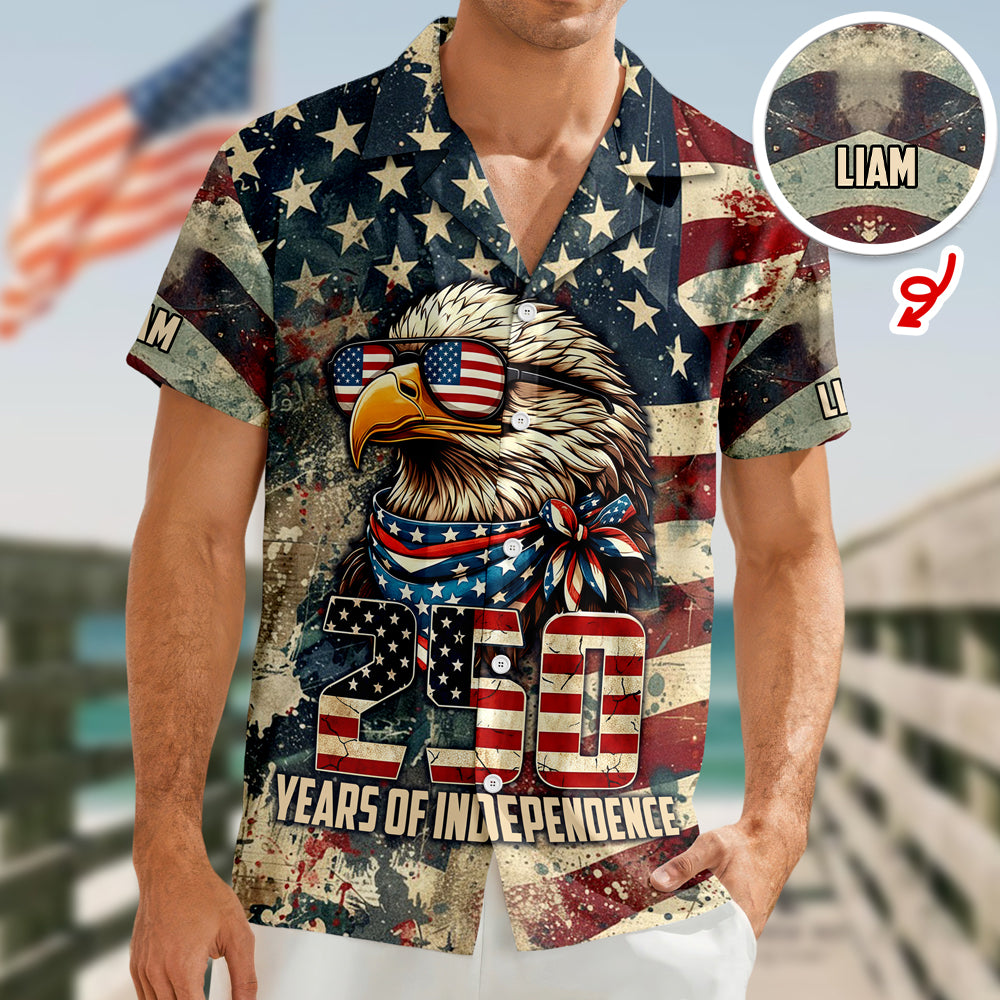America's 250 Years Anniversary Custom Name Hawaii Shirt Personalized Patriotic Gift CH07 910386