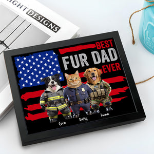 Custom Photo Best Dog Cat Dad Ever US Flag Picture Frame Uniform Ver HA75 892190