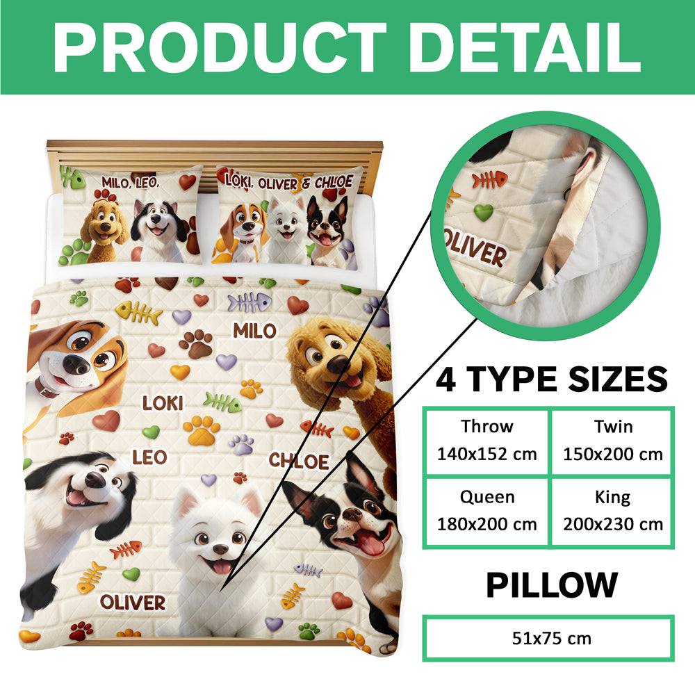 Custom Cute 3D Dog Paw Brick Pattern- 3D Inflated Effect Quilt Bedding Set LM32 897145