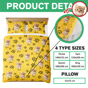 Custom Photo With Dog Cat Paw Quilt Bedding Set For Dog Cat Lovers LM32 897237