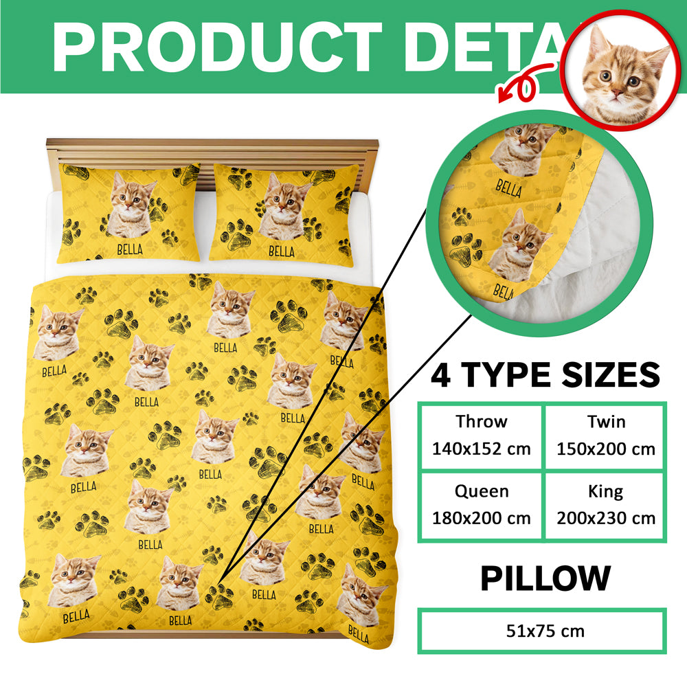 Custom Photo With Dog Cat Paw Quilt Bedding Set For Dog Cat Lovers LM32 897237