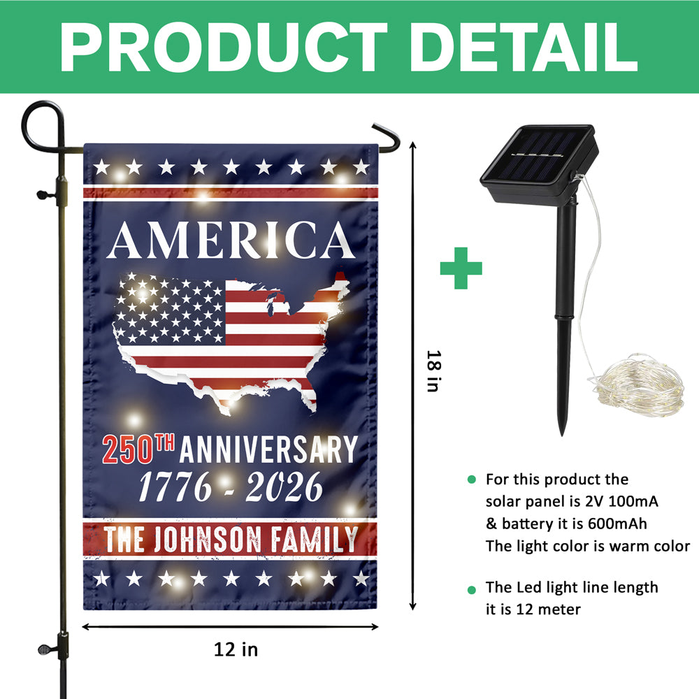 Personalized Family Name America 250th Anniversary LED Garden Flag LM32 895819