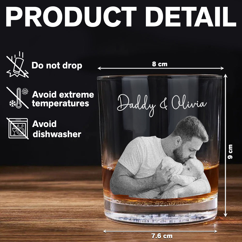 Custom Photo First Father’s Day Engraved Rock Glass Gift For Daddy LM32 668937
