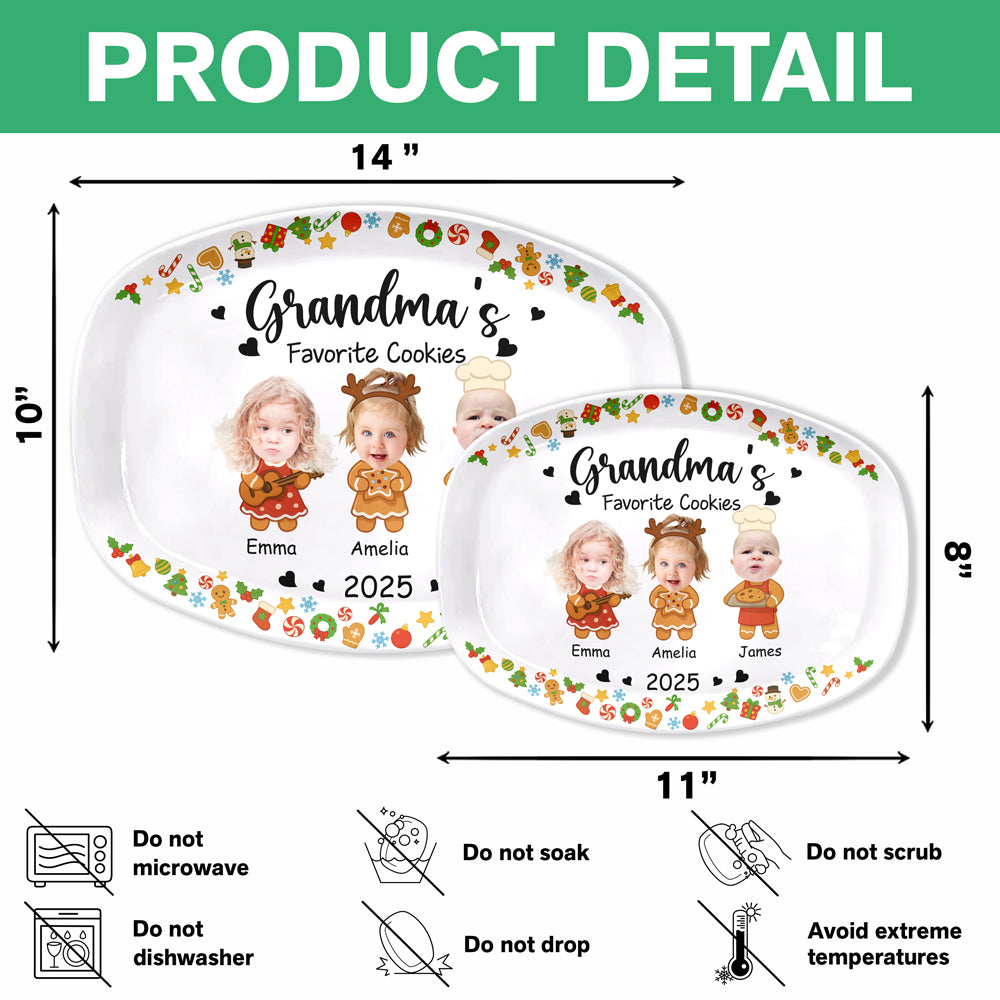 Custom Photo Grandma's Favorite Cookies Platter Christmas Gift For Mom And Grandma CH07 896184