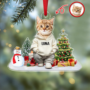 Custom Photo Cat Christmas Acrylic Ornament For Christmas HA75 897608