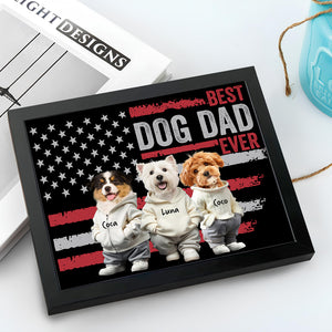 Custom Photo Best Dog Cat Dad Ever US Flag Picture Frame Father's Day Gift HA75 892076