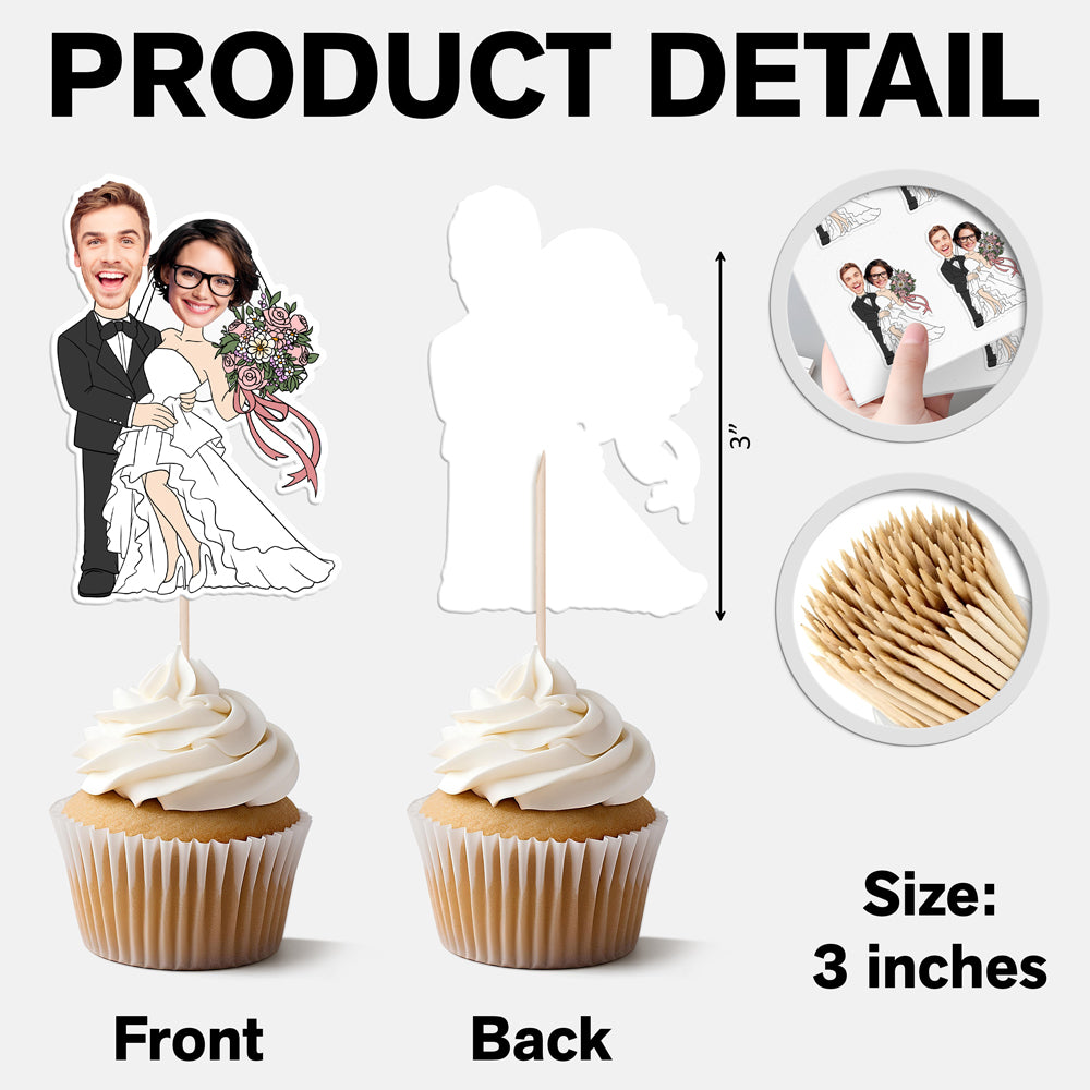 Custom Funny Wedding Face Cupcake Topper Gift For Couple CH07 910076