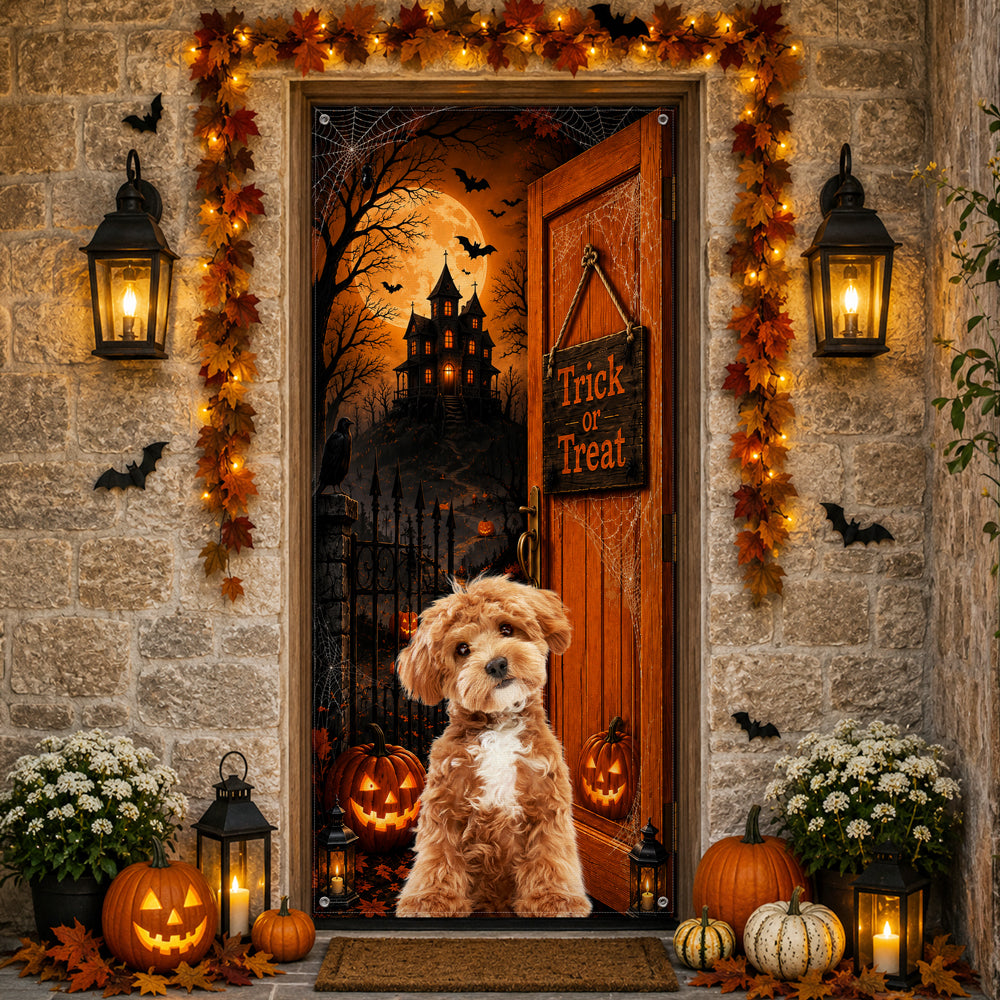 Custom Photo Trick Or Treat Halloween Door Cover – Personalized Gift for Dog Lovers LM32 669579