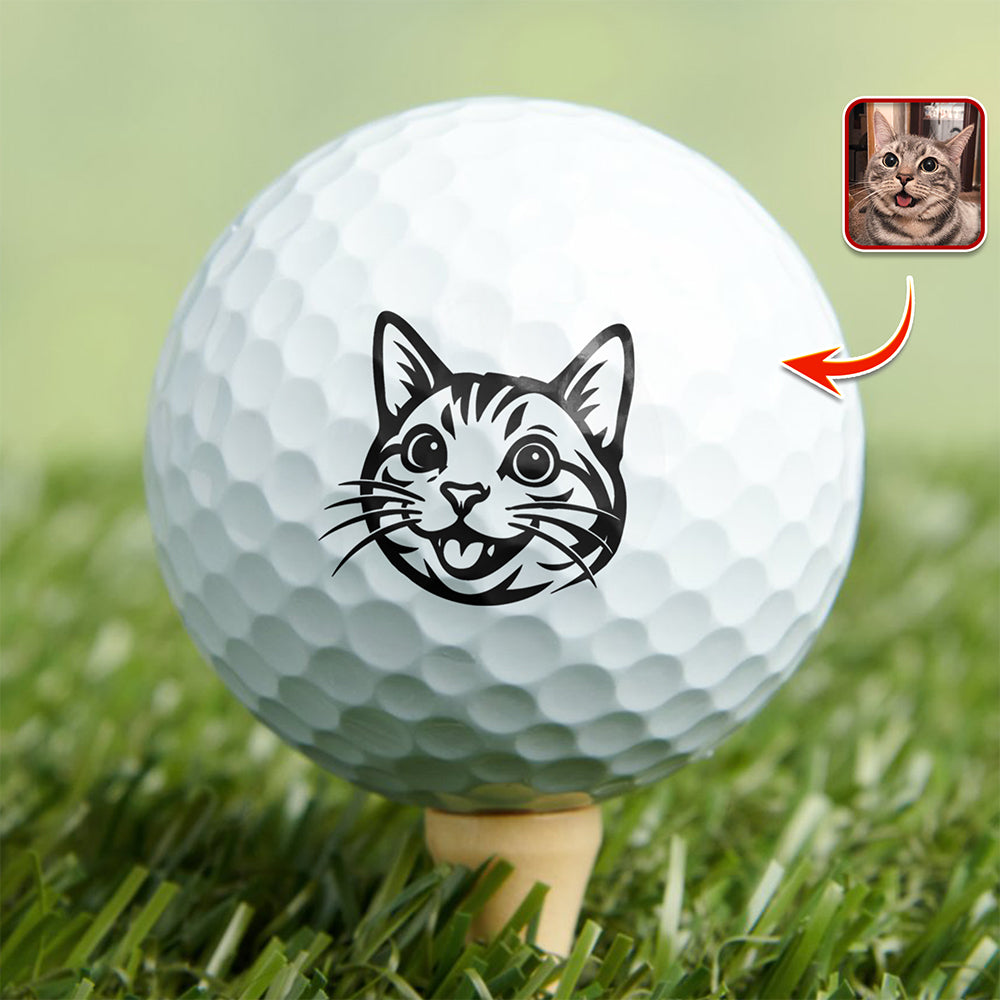 Custom Cat Photo Golf Ball Stamp Box, Golf Club Gift, Golf Lovers Gift TH10 896935