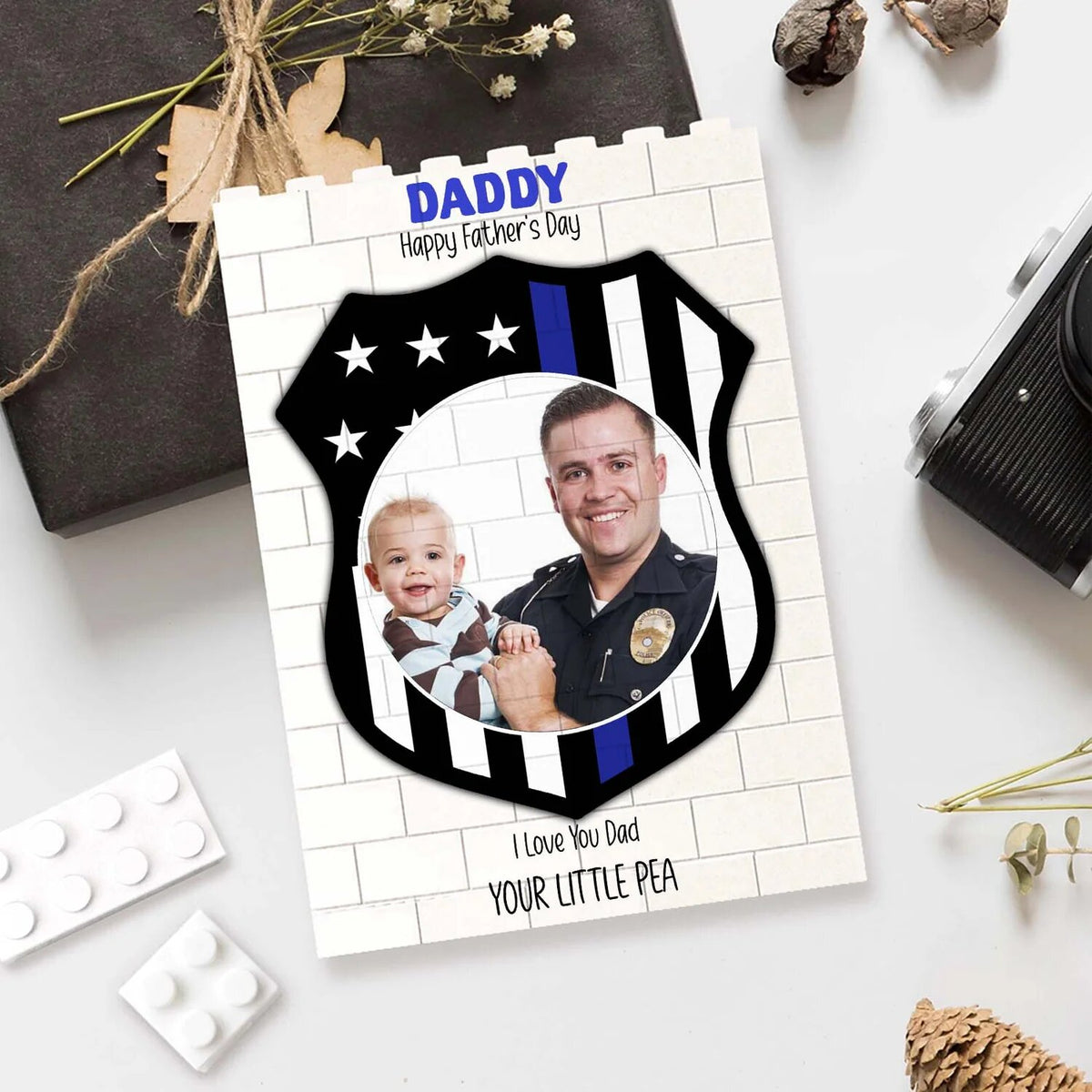 Custom Photo Brick Blocks Police Officer - Personalized Father’s Day Gift LM32 669089