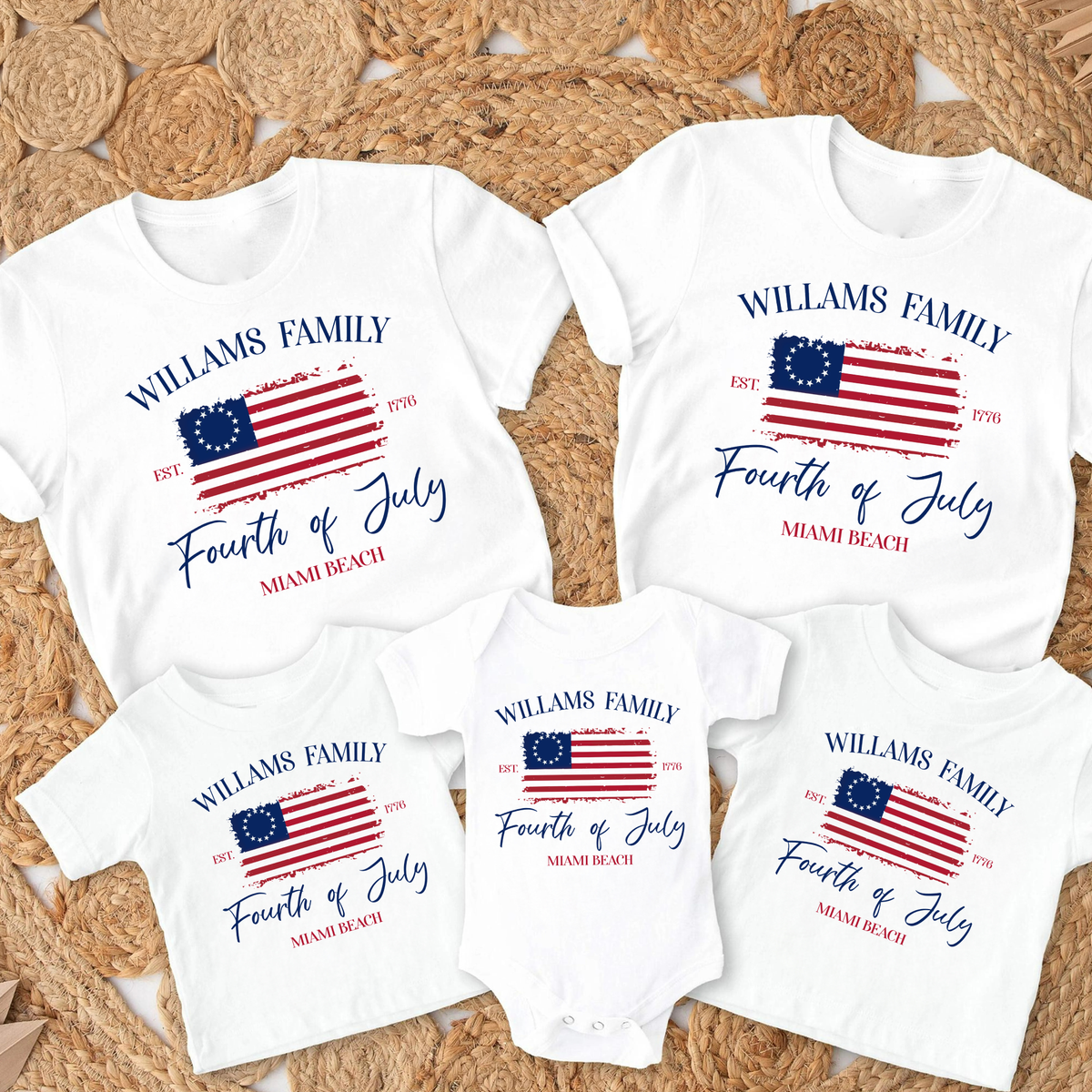 Custom Family Name 4th of July American Flag Matching Shirt LM32 669049