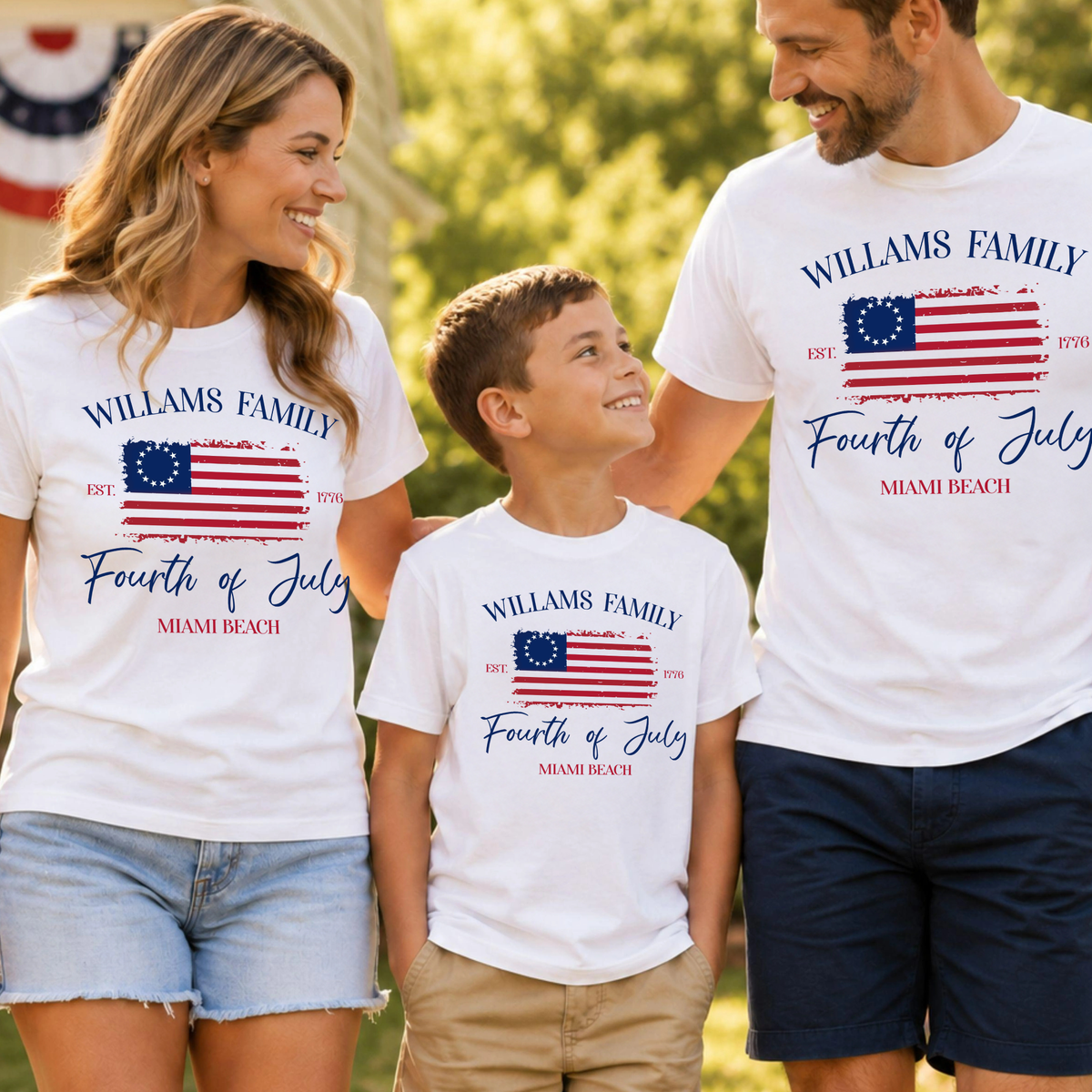 Custom Family Name 4th of July American Flag Matching Shirt LM32 669049
