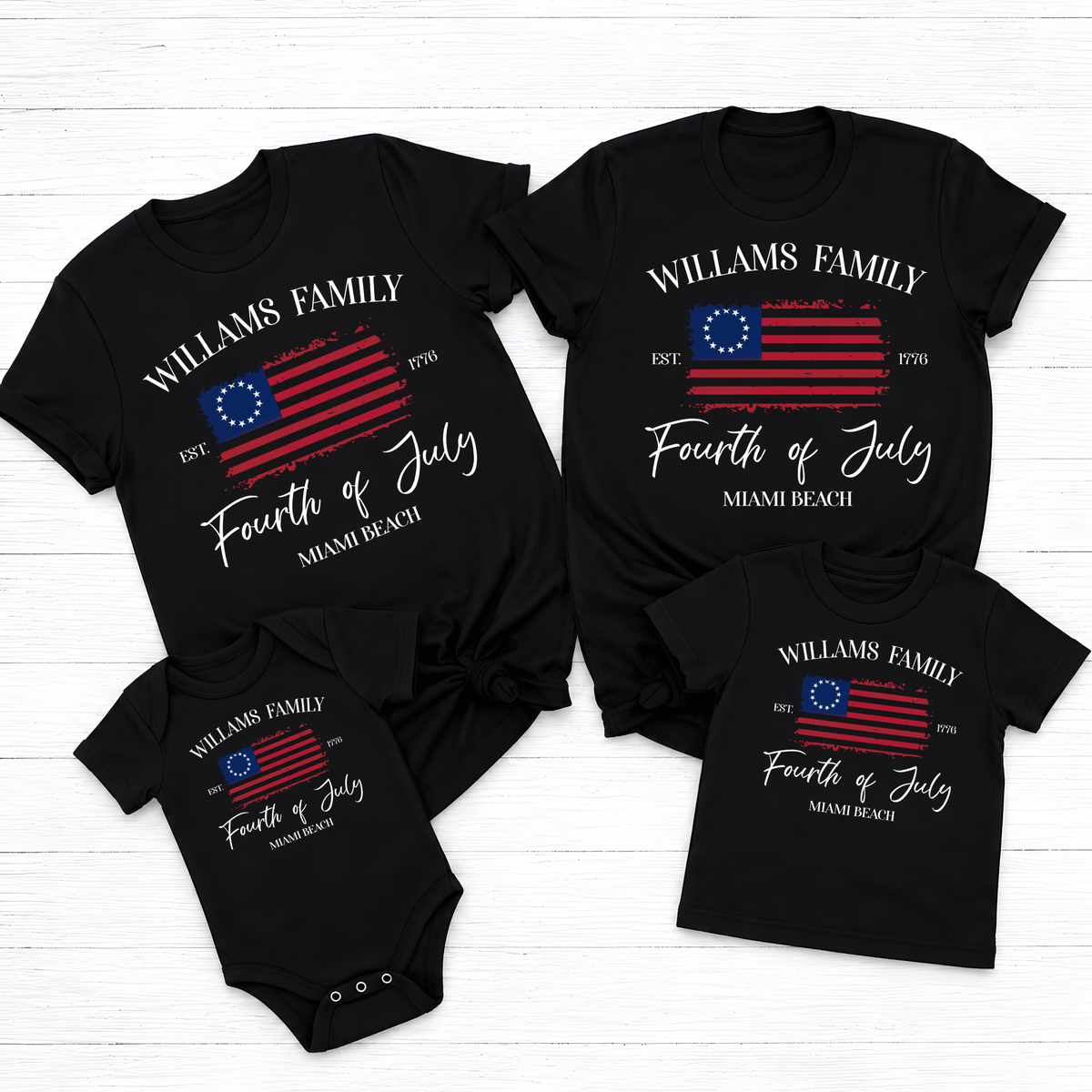 Custom Family Name 4th of July American Flag Matching Shirt LM32 669049