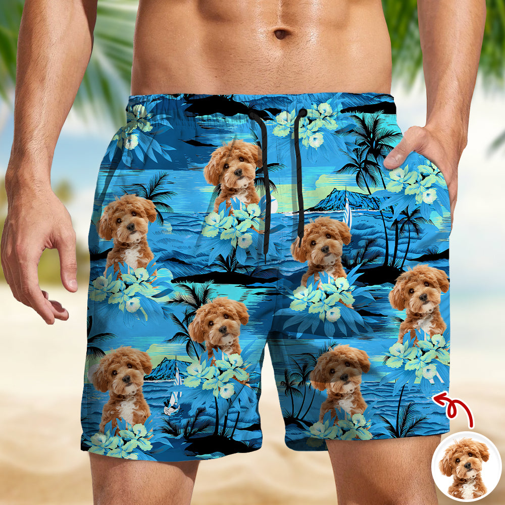 Custom Dog Photo Tropical Summer Pattern Beach Short HO82 902386