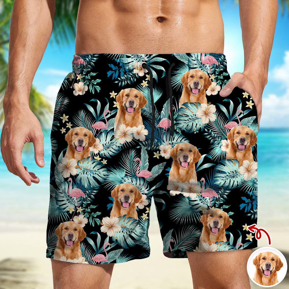 Custom Dog Photo Tropical Vacation Aloha Beach Short HO82 902388