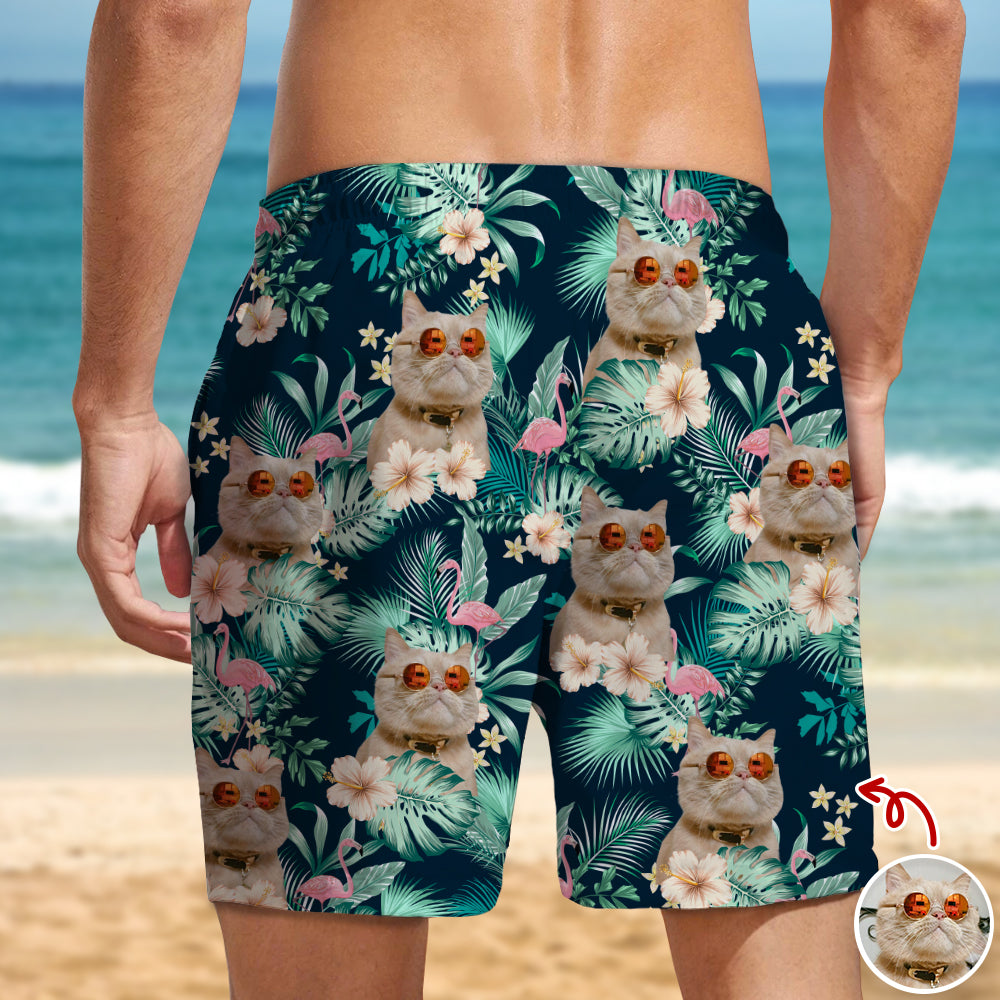 Custom Cat Photo Tropical Vacation Aloha Beach Short Gift For Cat Lover HO82 902646