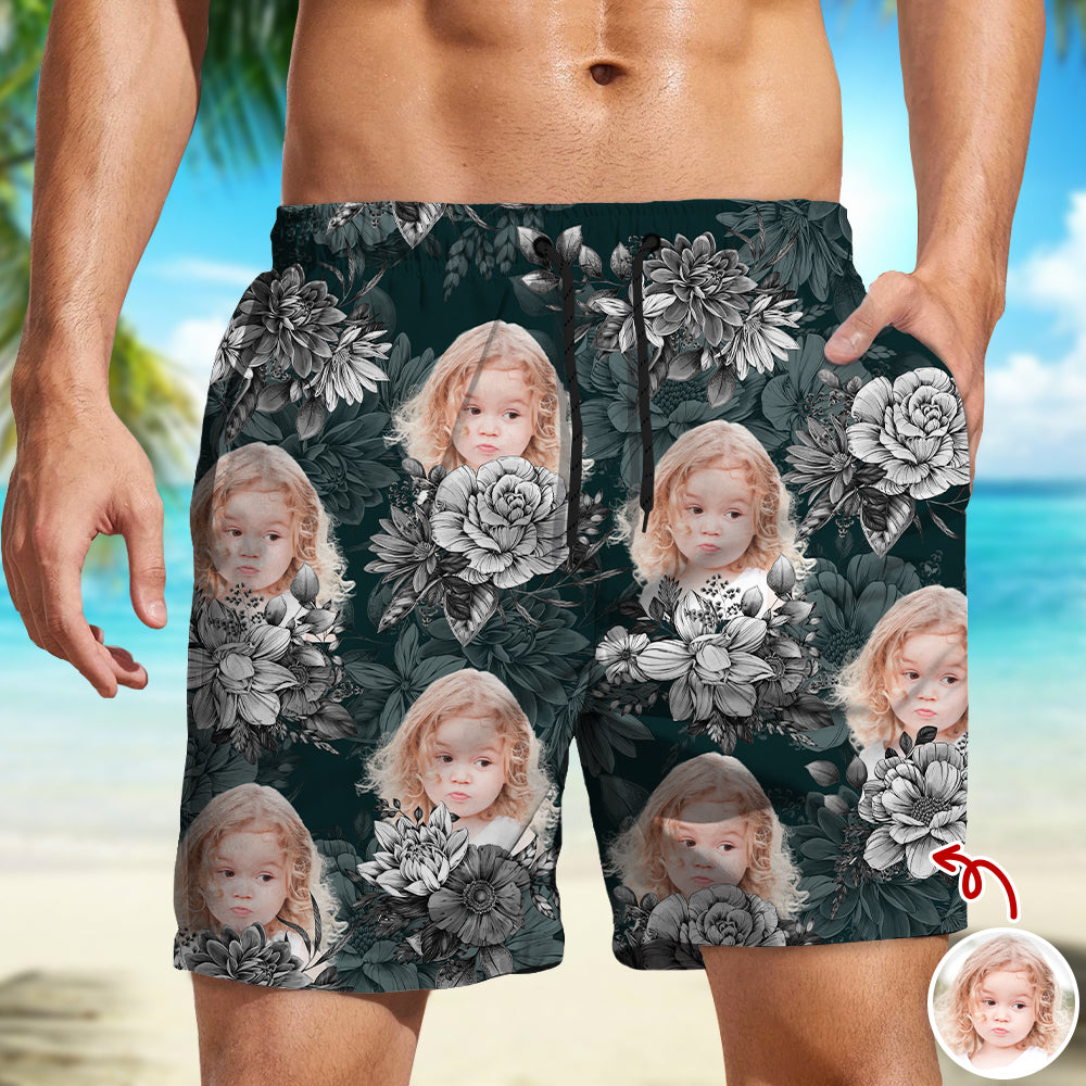 Custom Photo Floral Aloha Pattern Beach Shorts HO82 902384