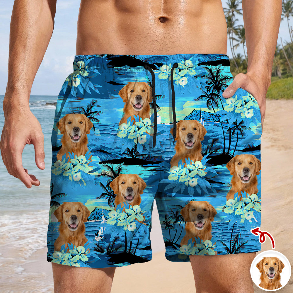 Custom Dog Photo Tropical Summer Pattern Beach Short HO82 902386