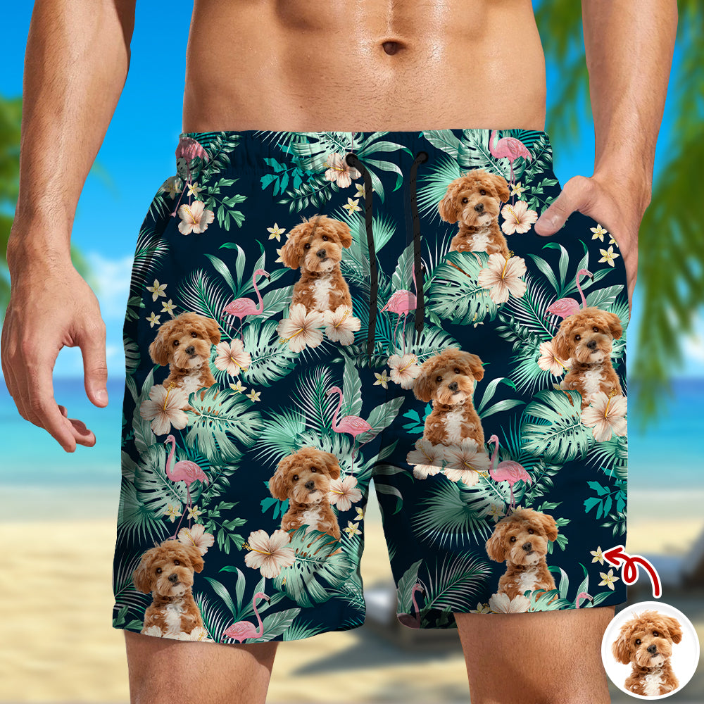 Custom Dog Photo Tropical Vacation Aloha Beach Short HO82 902388