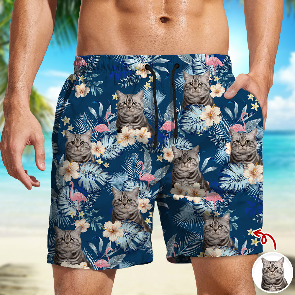 Custom Cat Photo Tropical Vacation Aloha Beach Short Gift For Cat Lover HO82 902646