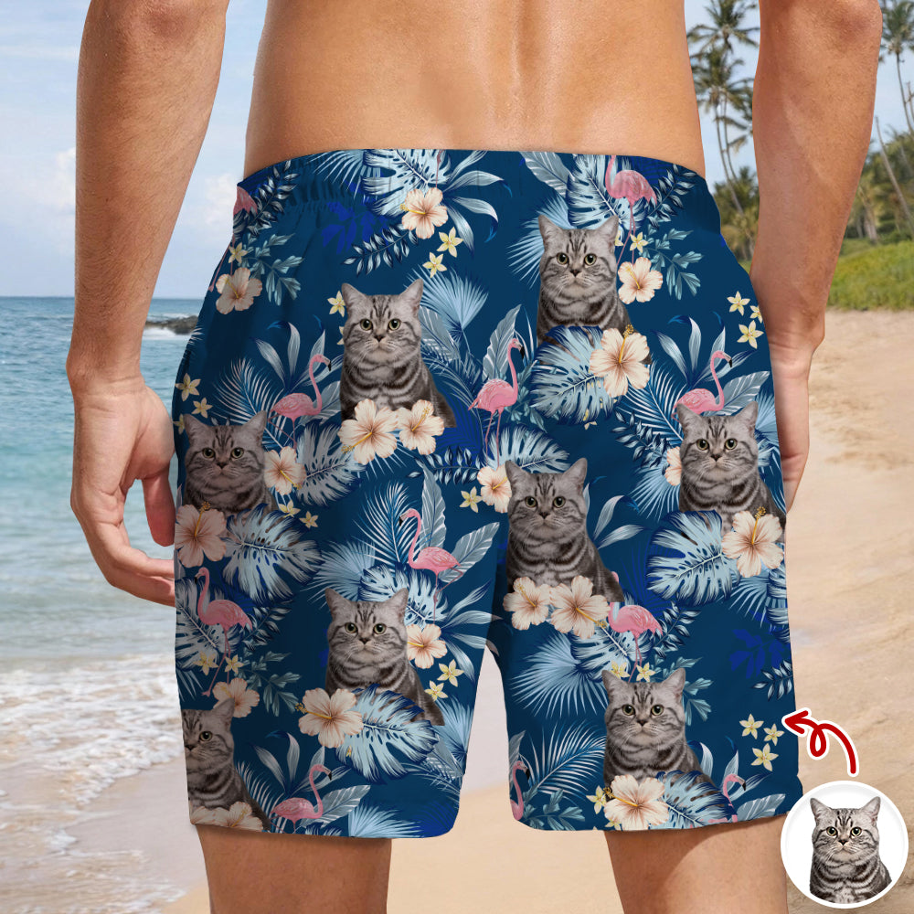 Custom Cat Photo Tropical Vacation Aloha Beach Short Gift For Cat Lover HO82 902646