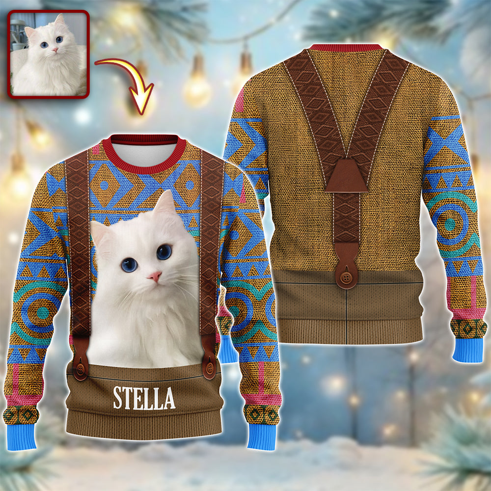 Custom Cat Photo Frozen Christmas Ugly Sweater For Cat Lovers CH07 899956