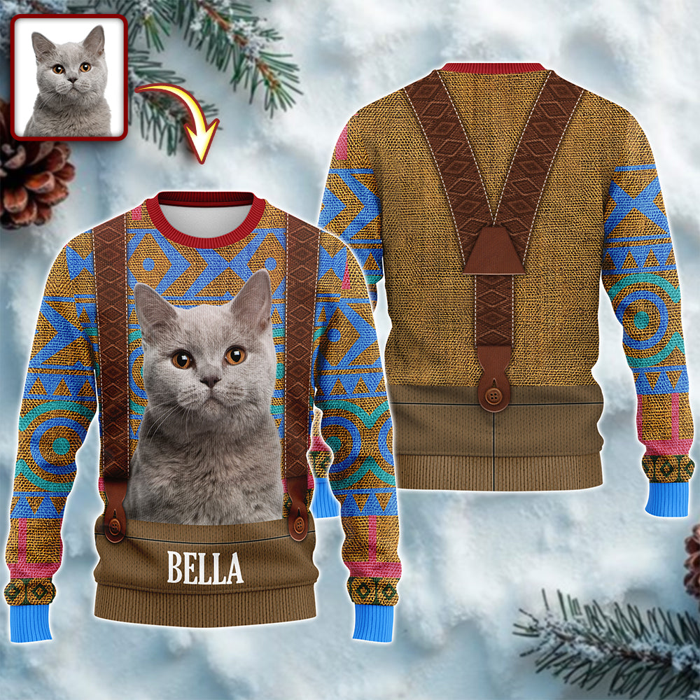 Custom Cat Photo Frozen Christmas Ugly Sweater For Cat Lovers CH07 899956