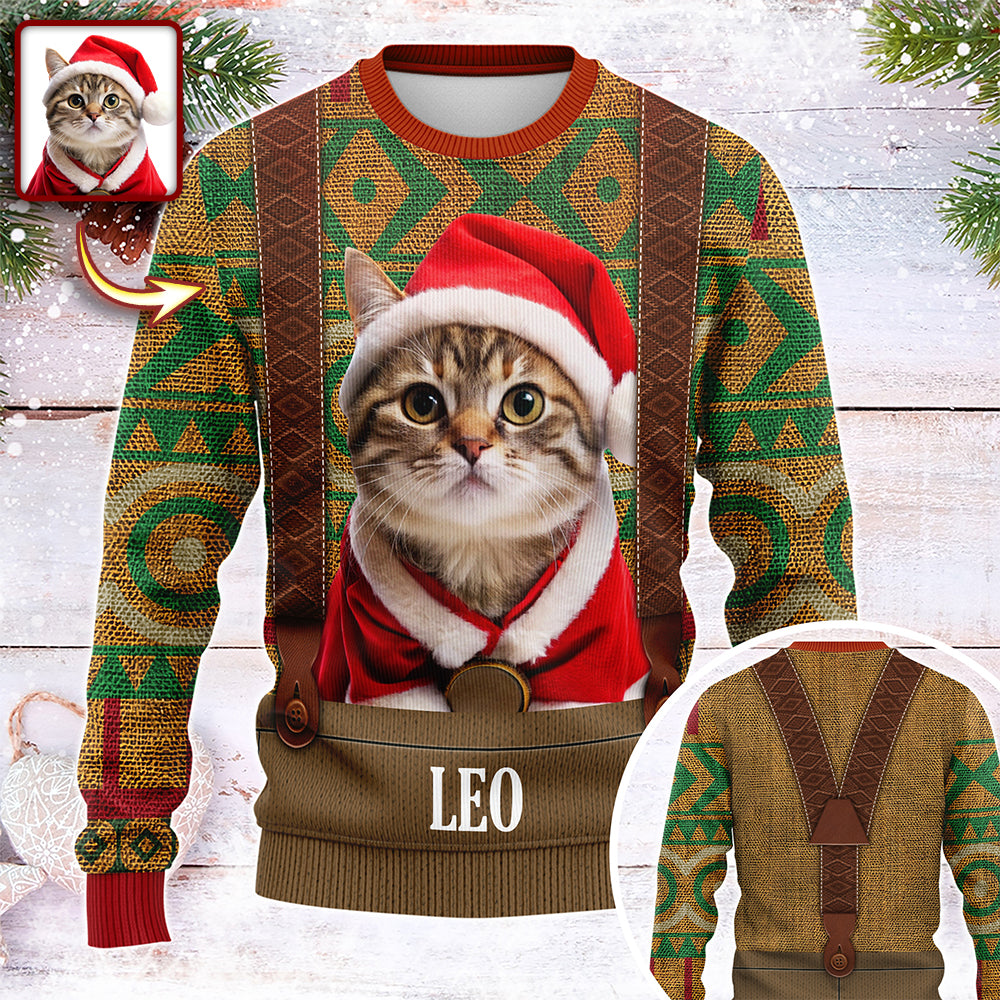 Custom Cat Photo Frozen Christmas Ugly Sweater For Cat Lovers CH07 899956