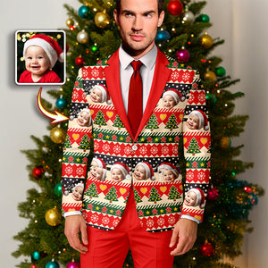 Custom Face Photo Family Men's Suits, Christmas Gift For Parents HO82 900238