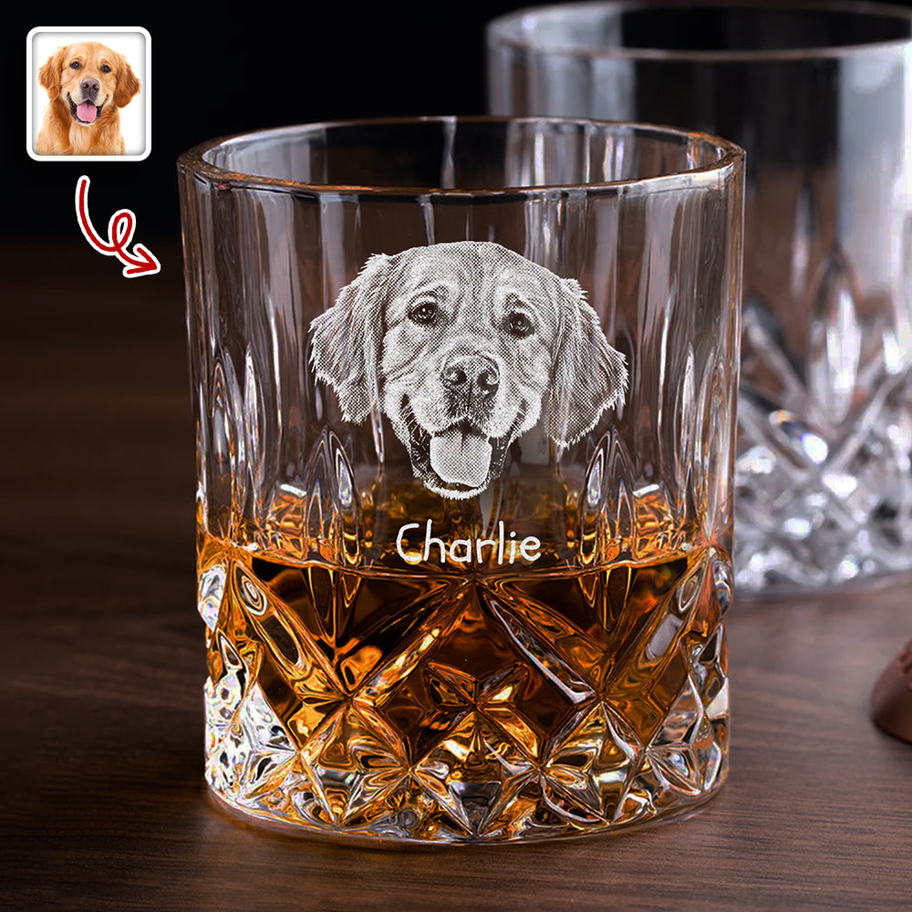 Custom Photo From The Reasons You Drink For Dog Lover Engraved Whiskey Glass Set with Wooden Box HA75 898030