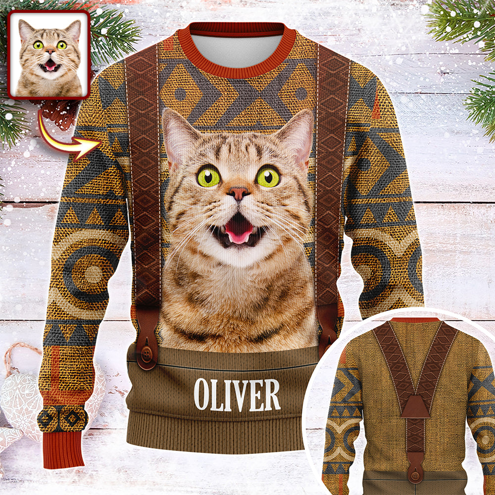 Custom Cat Photo Frozen Christmas Ugly Sweater For Cat Lovers CH07 899956