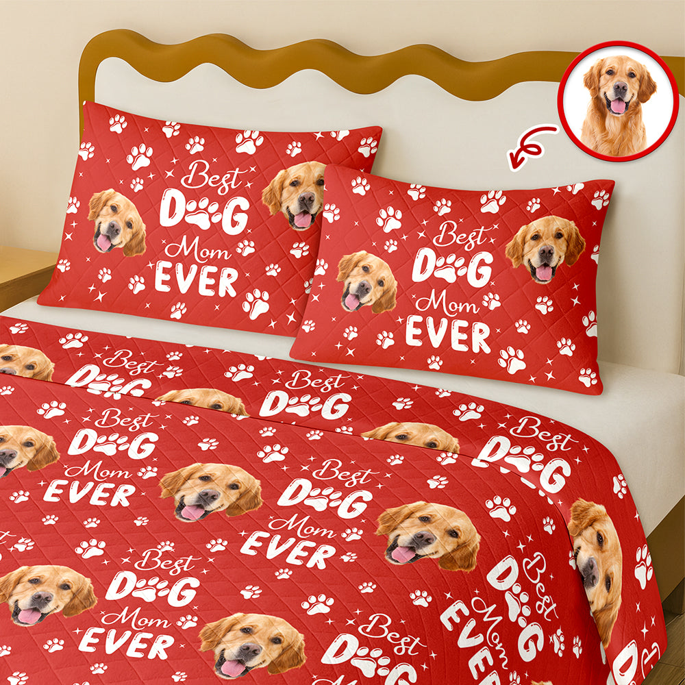 Custom Pet Photo Best Dad And Mom Ever Quilt Bedding Set For Dog And Cat Lovers LM32 897283
