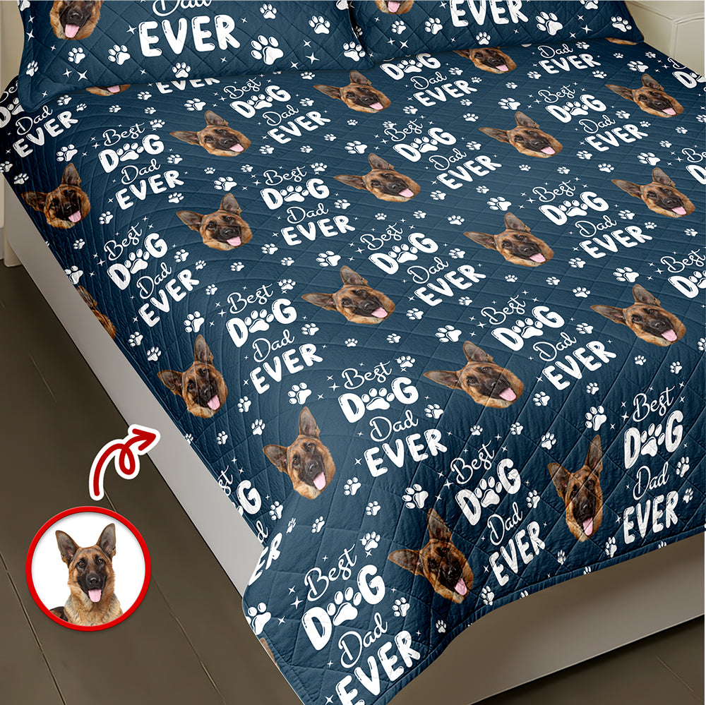 Custom Pet Photo Best Dad And Mom Ever Quilt Bedding Set For Dog And Cat Lovers LM32 897283