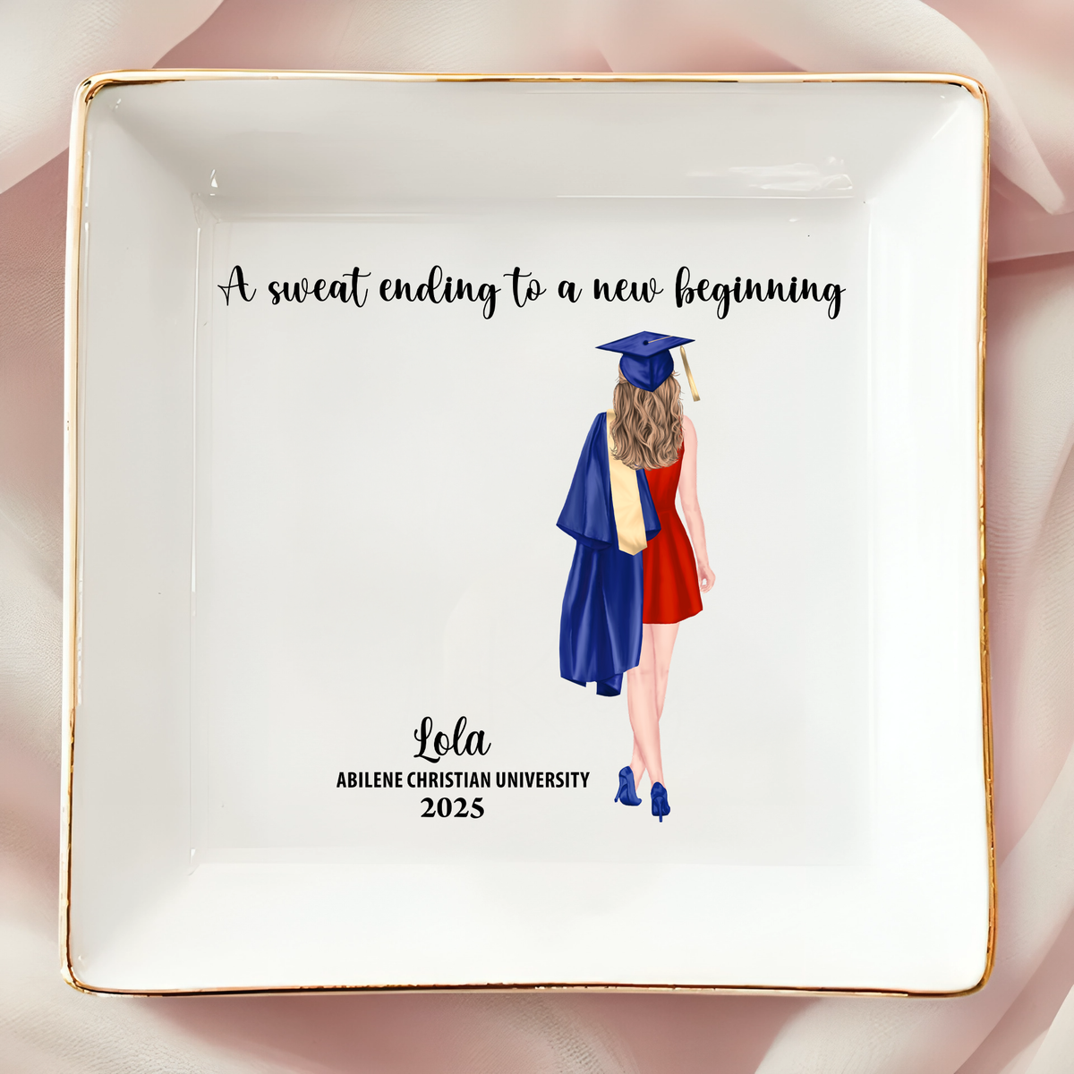 The Tassle Was Worth The Hassle - Family Personalized Custom Jewelry Dish - Graduation Gift For Family Members, Siblings, Brothers, Sisters 857416