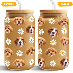 Custom Pet Photo Glass Can With Lid Christmas Gift for Pet Lovers TH10 894301