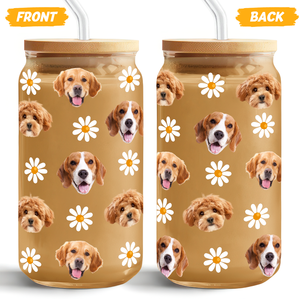 Custom Pet Photo Glass Can With Lid Christmas Gift for Pet Lovers TH10 894301