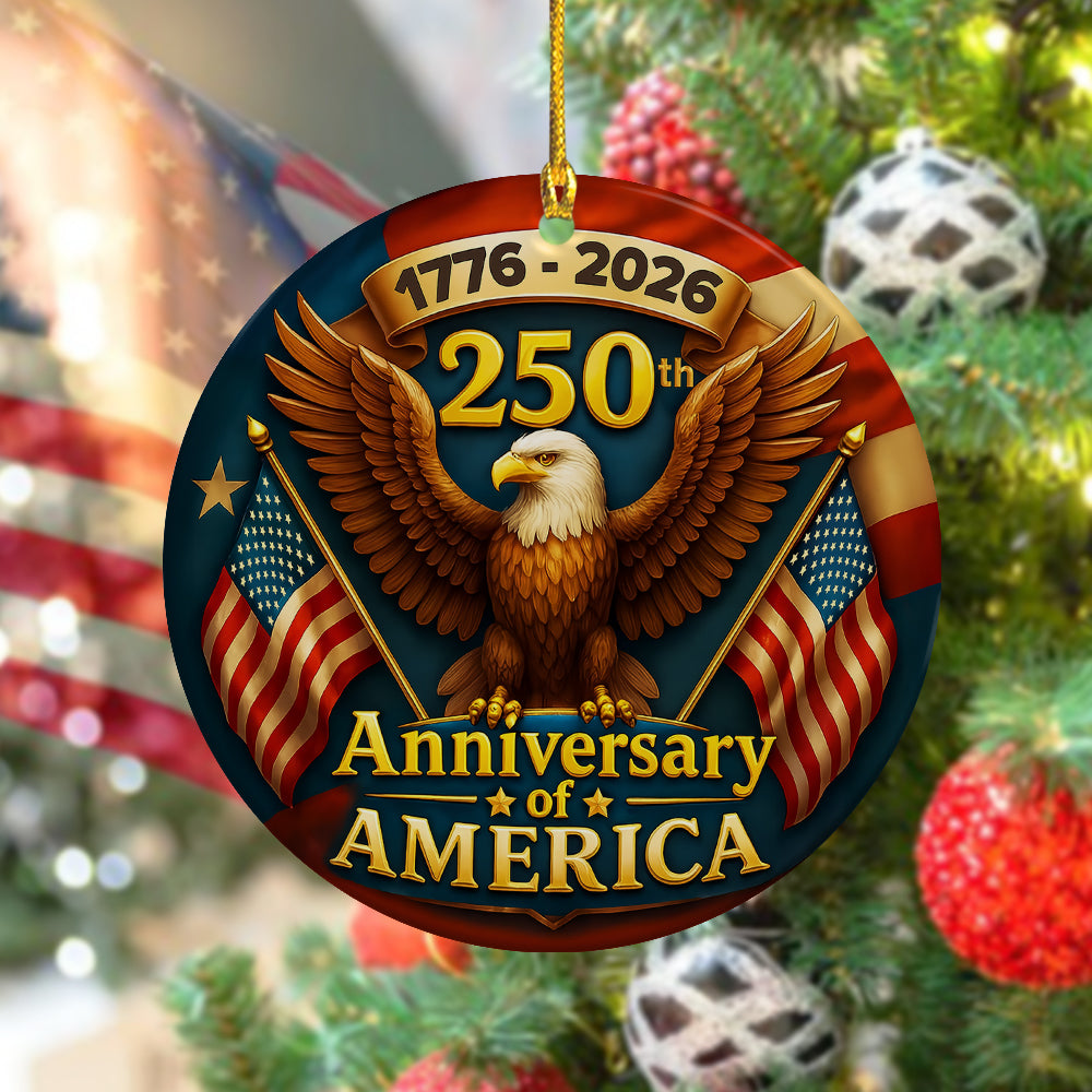 250 years of America Eagle & Flag 2D Ceramic Ornament HO82 900348