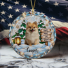 Custom Dog Photo Paws Make Life Bright Stained Glass Design Ceramic Ornament LM32 669981