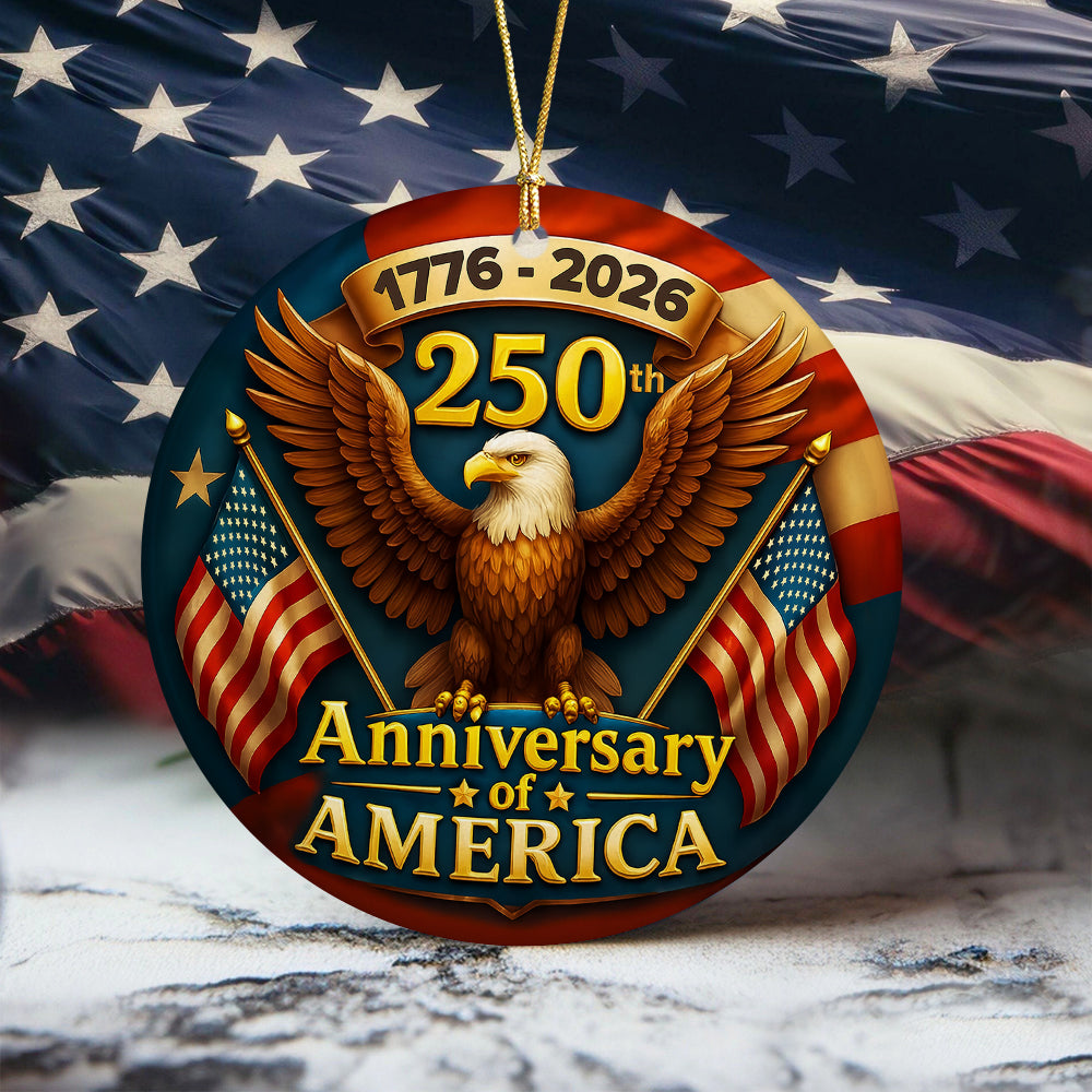 250 years of America Eagle & Flag 2D Ceramic Ornament HO82 900348
