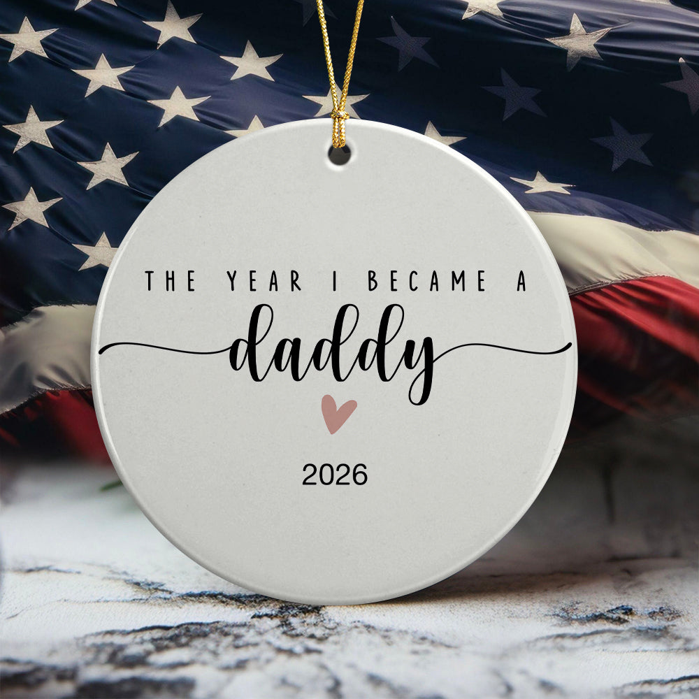 Personalized The Day I Became A Mama, Daddy Ceramic Ornament, Family Christmas Keepsake LM32 669707